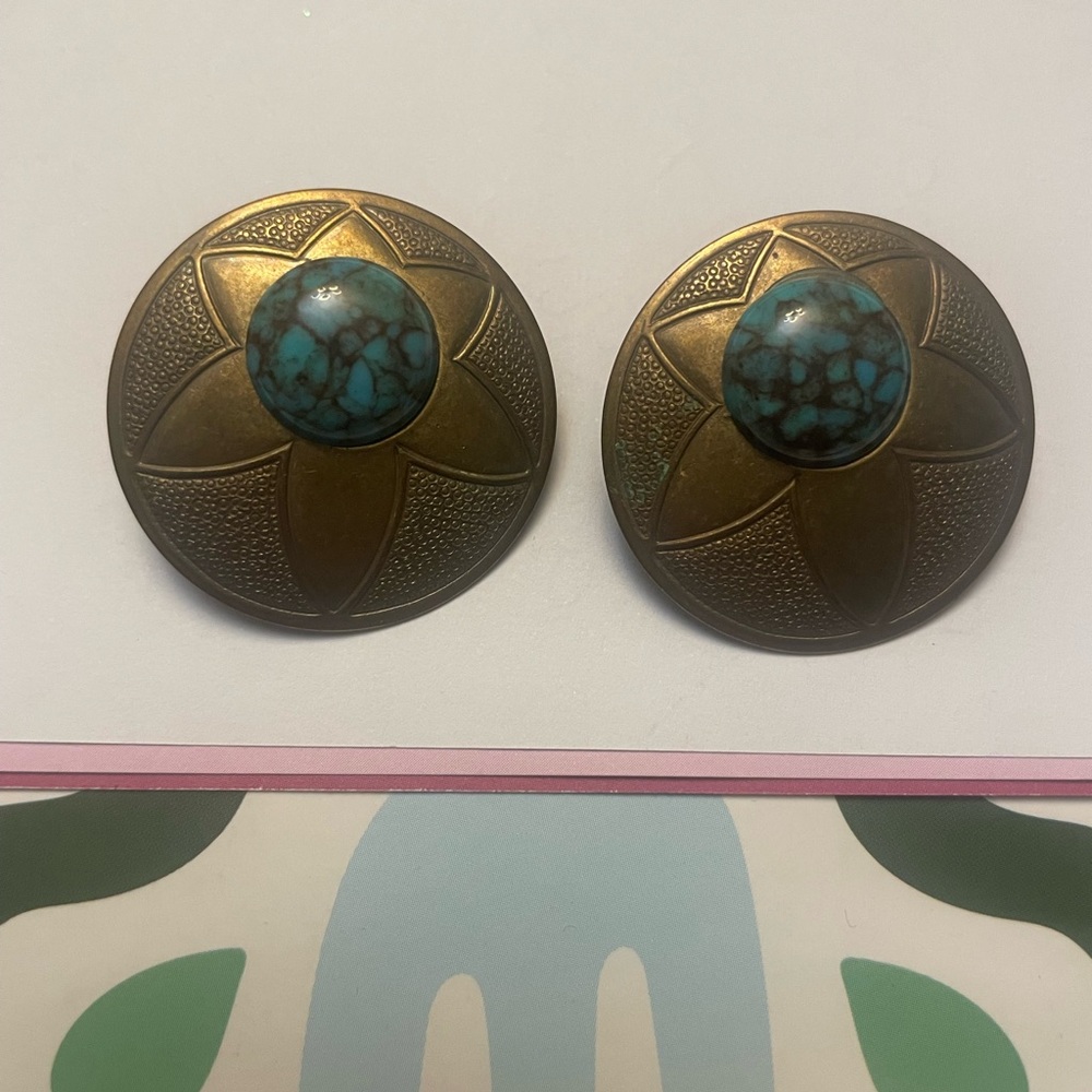 Large oversized earrings turquoise
